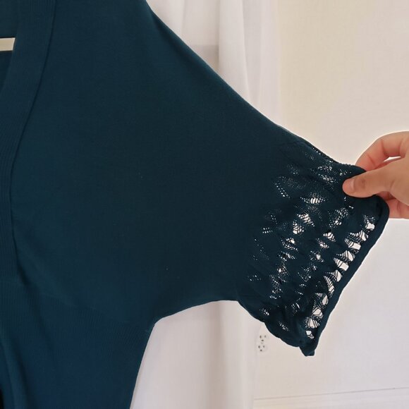 Woman United States Sweaters Teal Wing Sleeve V neck Blouse Size XL - Picture 5 of 8